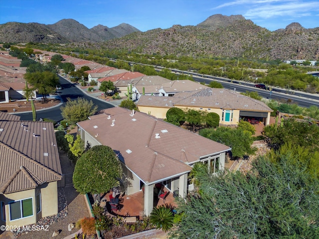 drone / aerial view with a mountain view