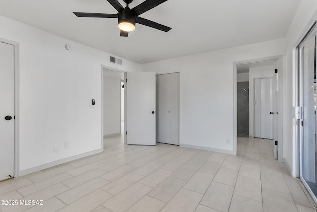 unfurnished bedroom with ceiling fan