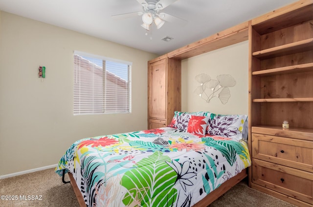 bedroom with carpet floors and ceiling fan