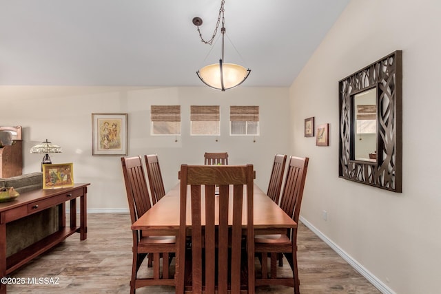 dining area featuring wood-type flooring