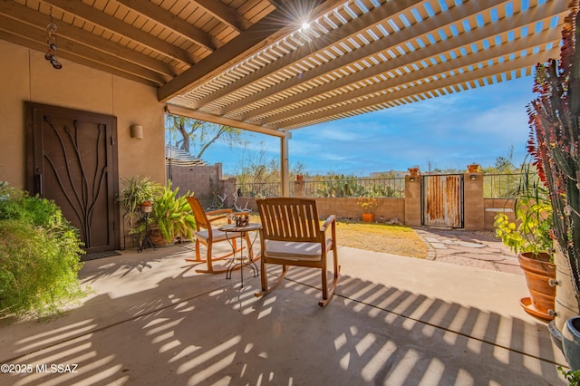 view of patio / terrace featuring a pergola