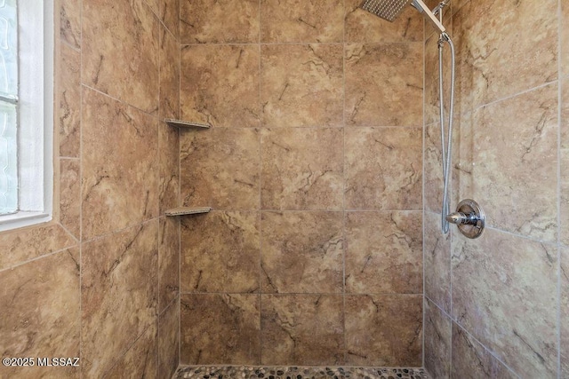 room details featuring a tile shower