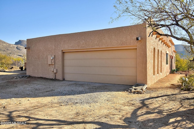 garage with a mountain view