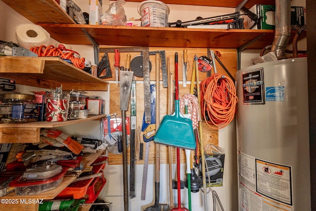 storage area with gas water heater