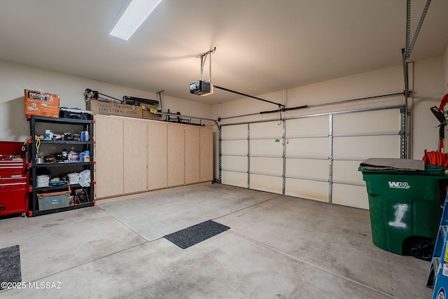 garage with a garage door opener