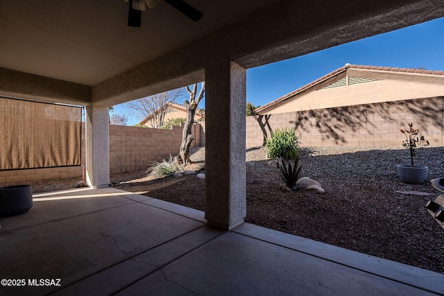 view of patio with ceiling fan