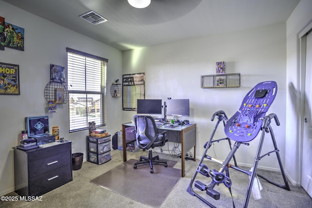 view of carpeted office space