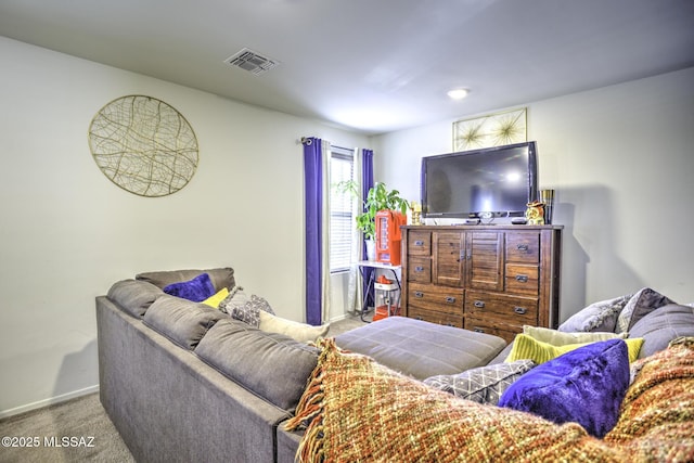 living room with carpet flooring