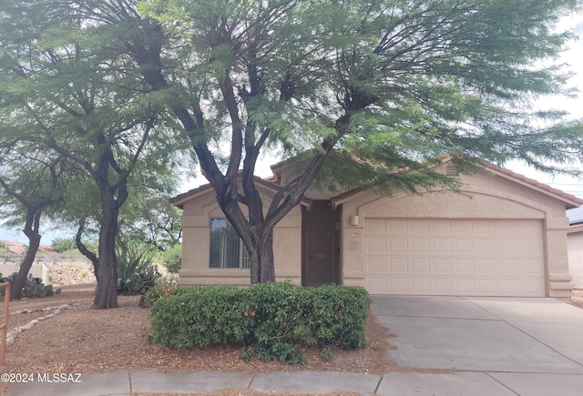 view of front of property with a garage