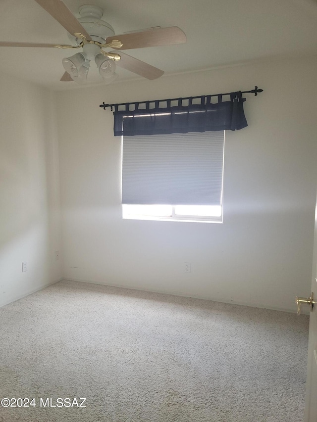 spare room with ceiling fan and carpet flooring