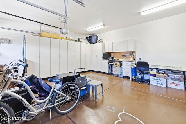 garage with a garage door opener