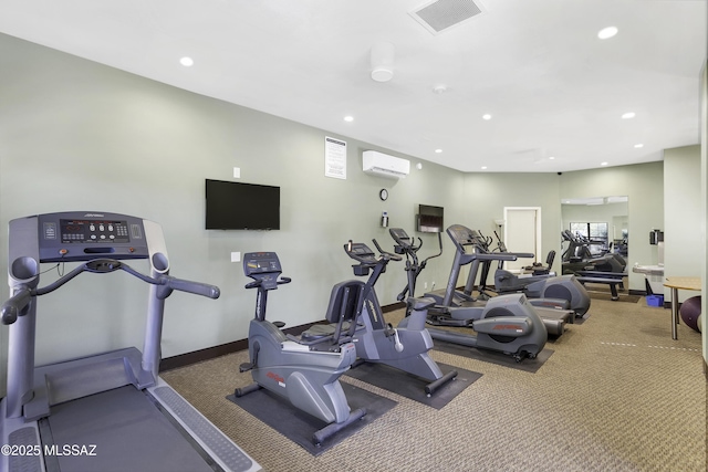 workout area with an AC wall unit