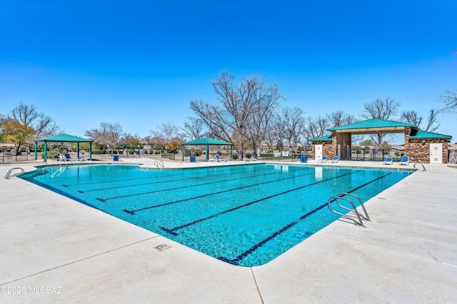 view of pool with a gazebo