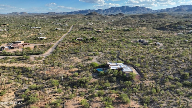 aerial view with a mountain view