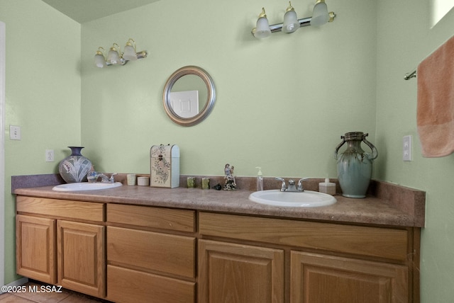 bathroom with vanity and tile patterned floors