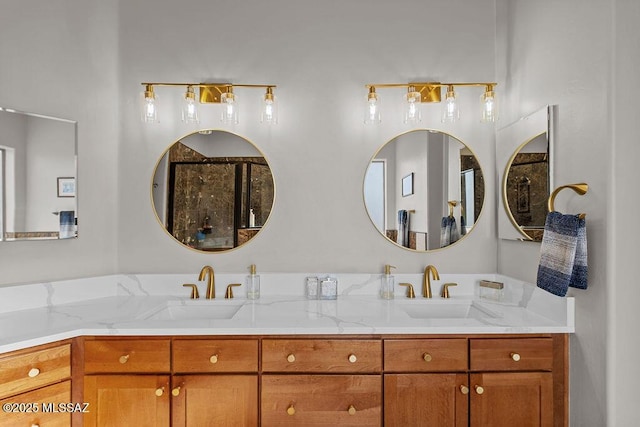 bathroom featuring double vanity and a sink