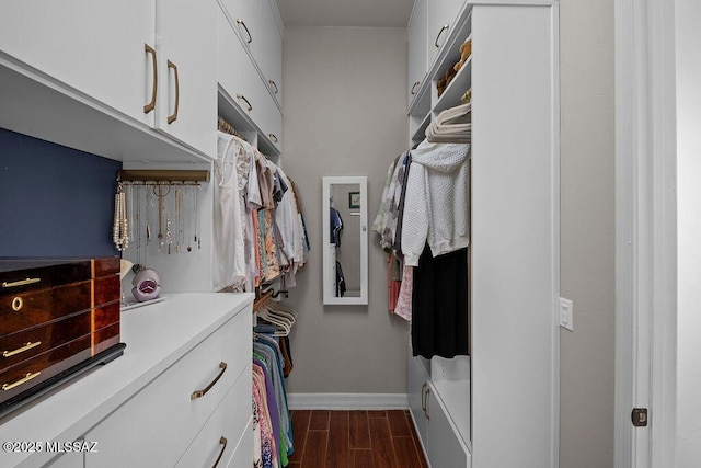 walk in closet featuring wood tiled floor