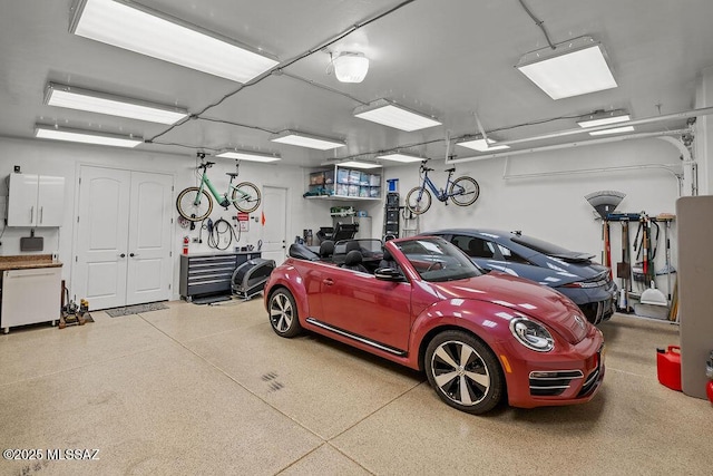 garage with fridge