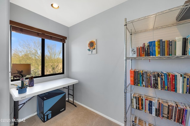 view of carpeted office space