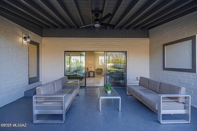 view of patio / terrace with ceiling fan and outdoor lounge area