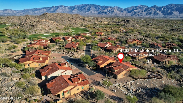 aerial view with a mountain view