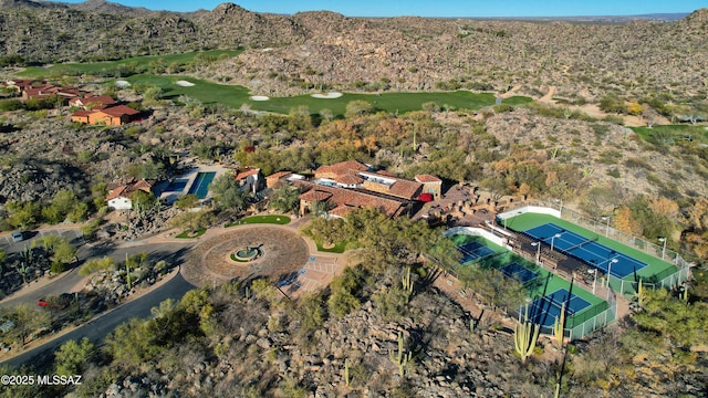 bird's eye view with a mountain view