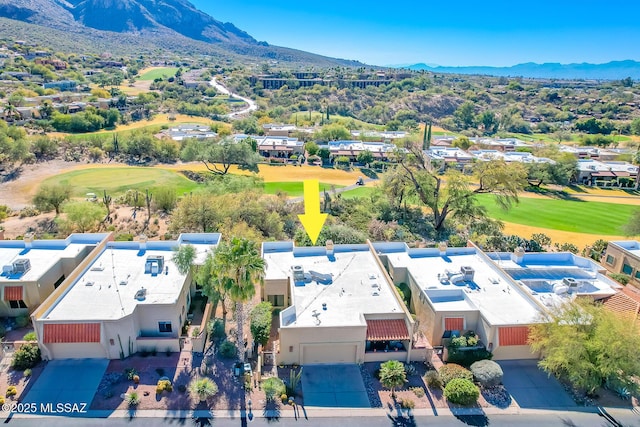 aerial view with a mountain view