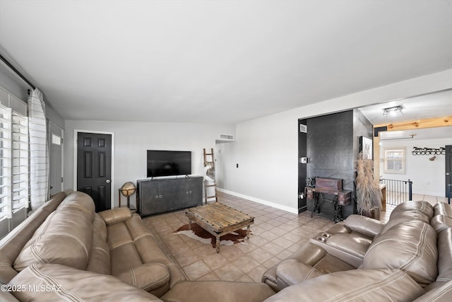 view of tiled living room