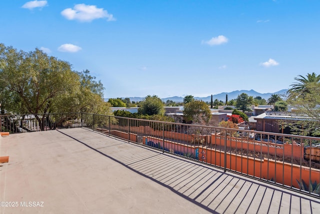 view of patio featuring a mountain view