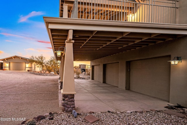 exterior space featuring a garage