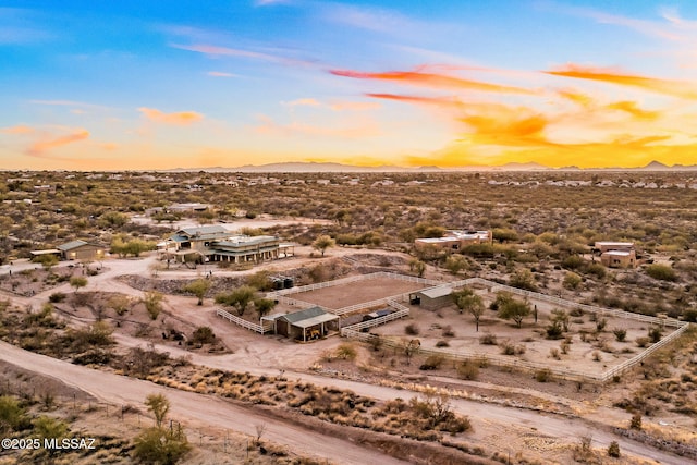 view of aerial view at dusk