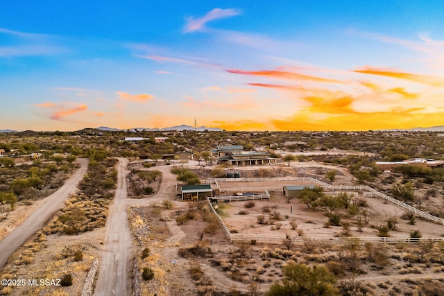 view of aerial view at dusk