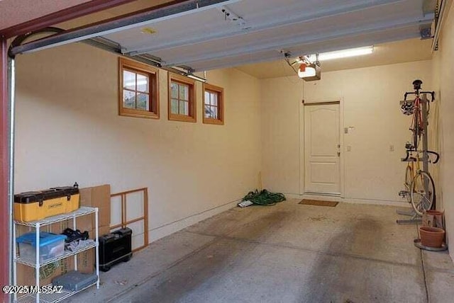 garage with a garage door opener