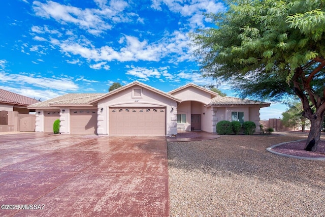 single story home with a garage