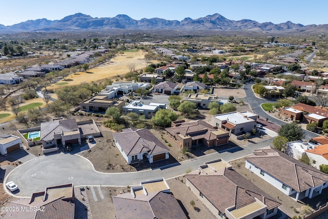 drone / aerial view with a mountain view