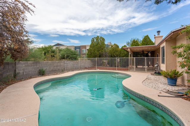 view of pool featuring a patio