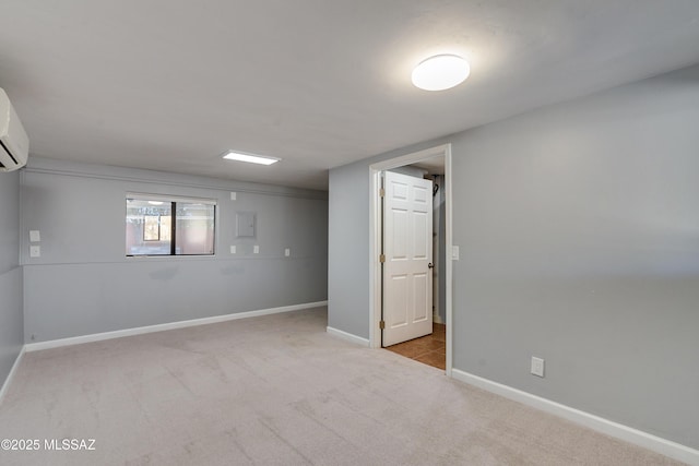 basement featuring light colored carpet