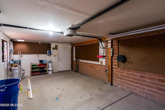 garage with a garage door opener