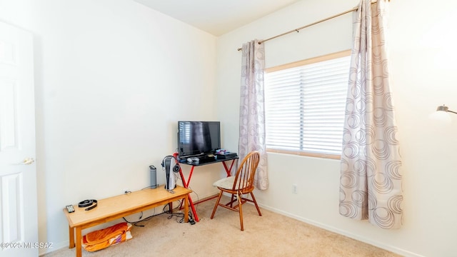 carpeted home office with plenty of natural light