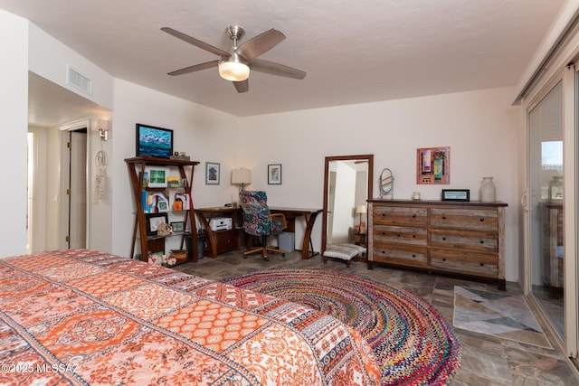 bedroom featuring ceiling fan