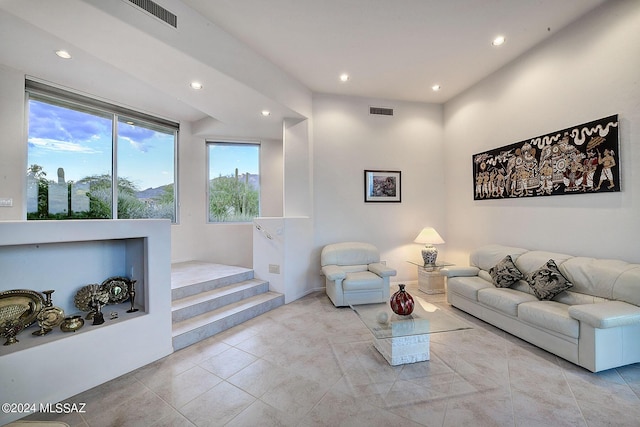 view of tiled living room