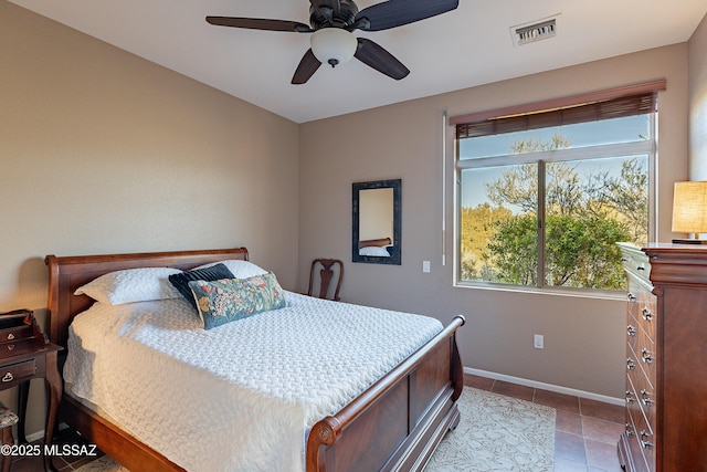 bedroom featuring ceiling fan