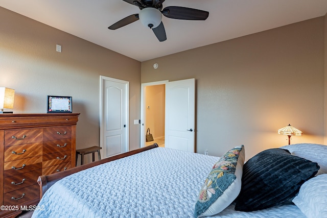 bedroom featuring ceiling fan