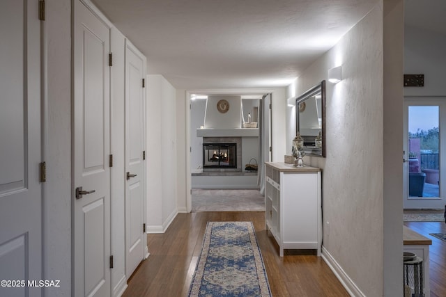 hall featuring dark hardwood / wood-style floors