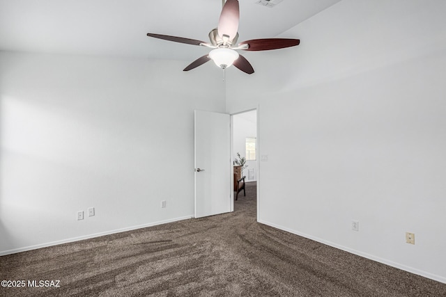 spare room with carpet floors and ceiling fan