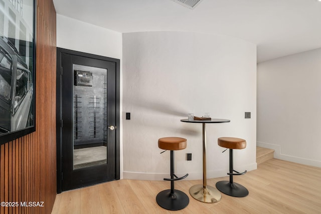 dining space featuring light hardwood / wood-style flooring