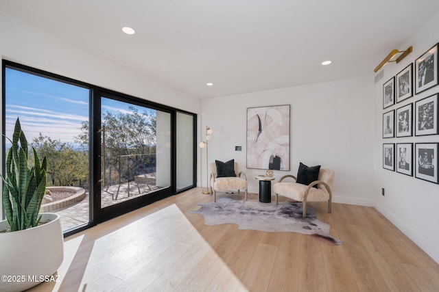 living area with light wood-type flooring