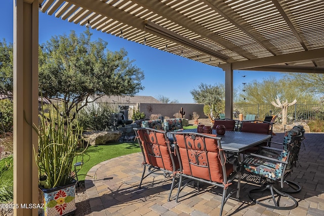 view of patio with a pergola