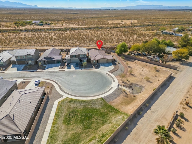 bird's eye view with a mountain view