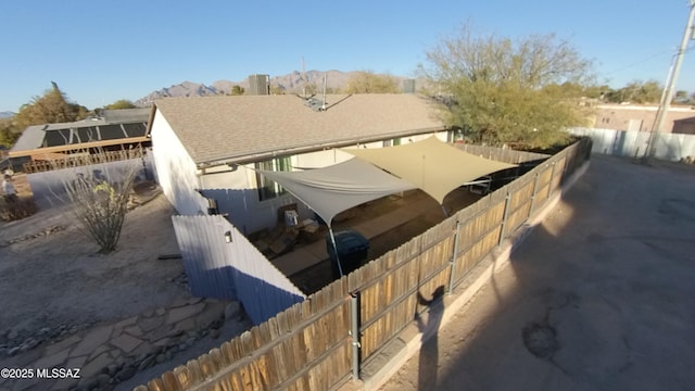 exterior space featuring a mountain view